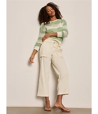 Sanctuary Crochet Open Knit Crew Neck Long Sleeve Sweater