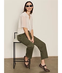 Sanctuary Deja Vu Ruffle V-Neck Short Sleeve Button Front Blouse