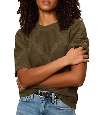 Sanctuary Diamond Stitch Round Neck Short Sleeve Sweater Tee