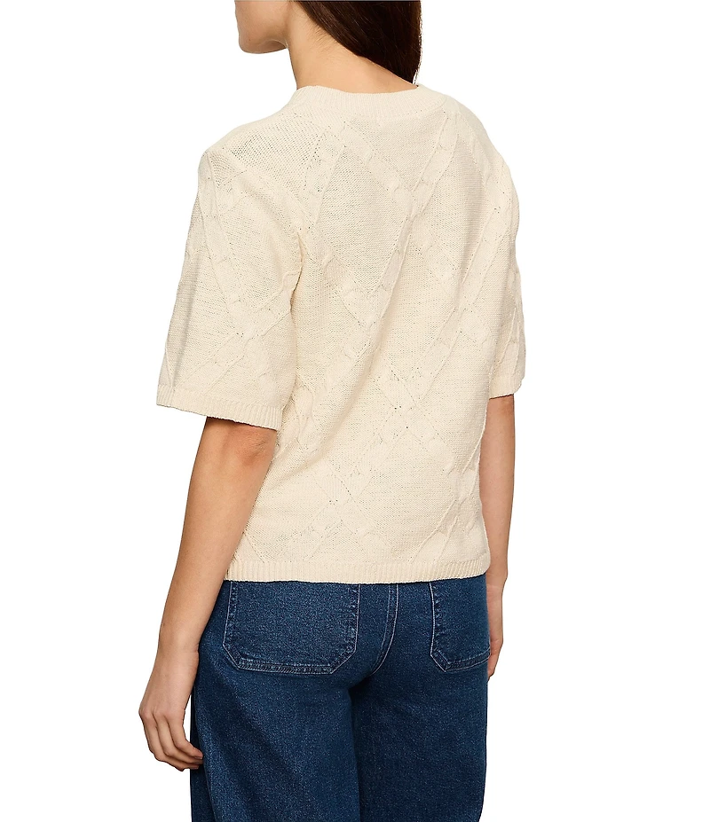 Sanctuary Diamond Stitch Round Neck Short Sleeve Sweater Tee