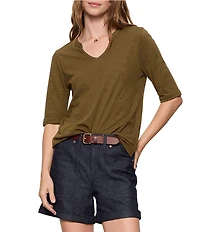 Sanctuary Dolce Notch V-Neck 3/4 Sleeve Knit Top