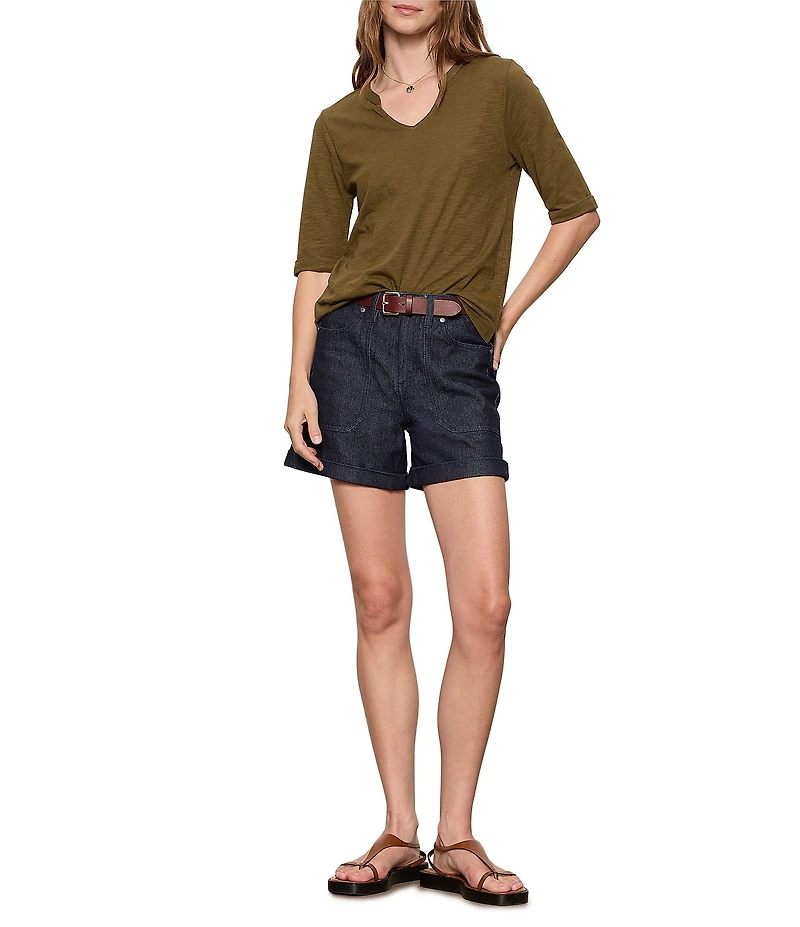 Sanctuary Dolce Notch V-Neck 3/4 Sleeve Knit Top