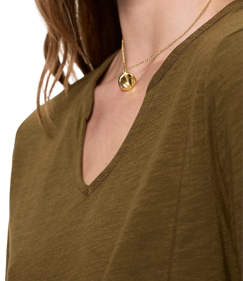 Sanctuary Dolce Notch V-Neck 3/4 Sleeve Knit Top