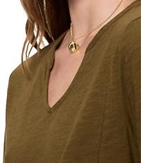 Sanctuary Dolce Notch V-Neck 3/4 Sleeve Knit Top