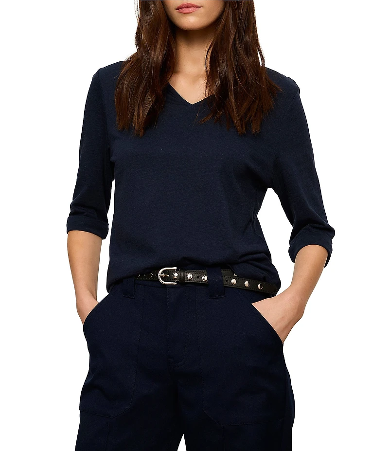 Sanctuary Dolce Notch V-Neck 3/4 Sleeve Knit Top