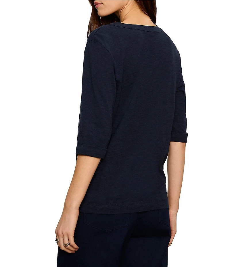 Sanctuary Dolce Notch V-Neck 3/4 Sleeve Knit Top