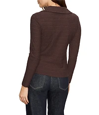 Sanctuary Dream Girl Textured Knit Spread Collar Long Sleeve Button Front Top