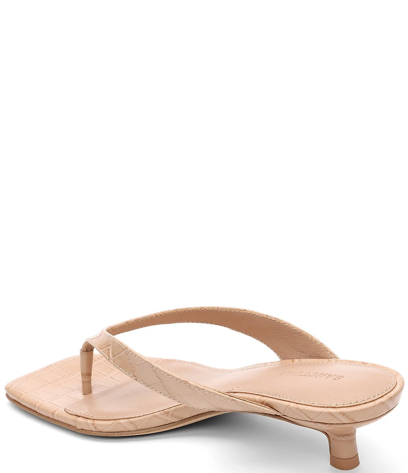 Sanctuary Ease Croco Leather Thong Kitten Heel Sandals
