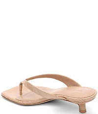 Sanctuary Ease Croco Leather Thong Kitten Heel Sandals