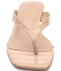 Sanctuary Ease Croco Leather Thong Kitten Heel Sandals