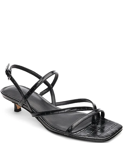Sanctuary Energy Croco Leather Strappy Kitten Heel Sandals