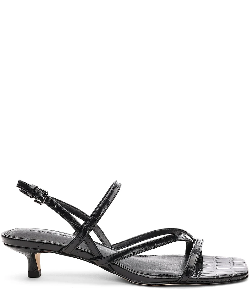 Sanctuary Energy Croco Leather Strappy Kitten Heel Sandals