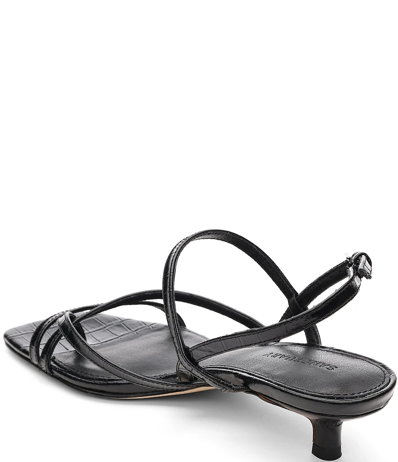 Sanctuary Energy Croco Leather Strappy Kitten Heel Sandals