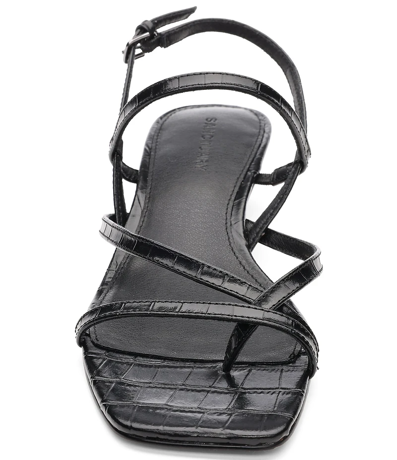 Sanctuary Energy Croco Leather Strappy Kitten Heel Sandals