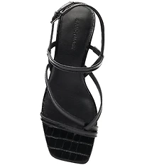 Sanctuary Energy Croco Leather Strappy Kitten Heel Sandals