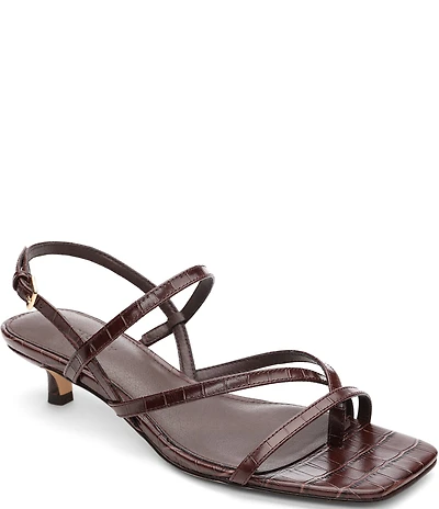 Sanctuary Energy Croco Leather Strappy Kitten Heel Sandals