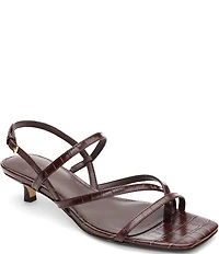 Sanctuary Energy Croco Leather Strappy Kitten Heel Sandals