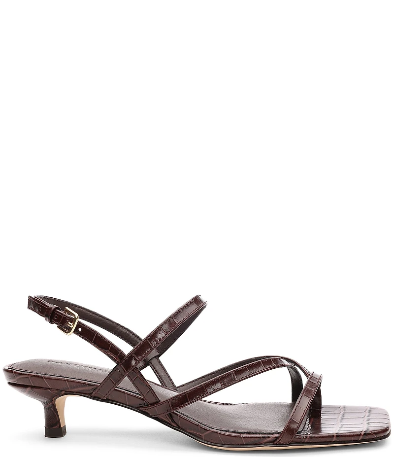 Sanctuary Energy Croco Leather Strappy Kitten Heel Sandals
