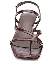 Sanctuary Energy Croco Leather Strappy Kitten Heel Sandals