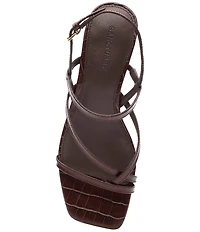 Sanctuary Energy Croco Leather Strappy Kitten Heel Sandals