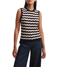 Sanctuary Everyday Chevron Crew Neck Sleeveless Knit Shell Top