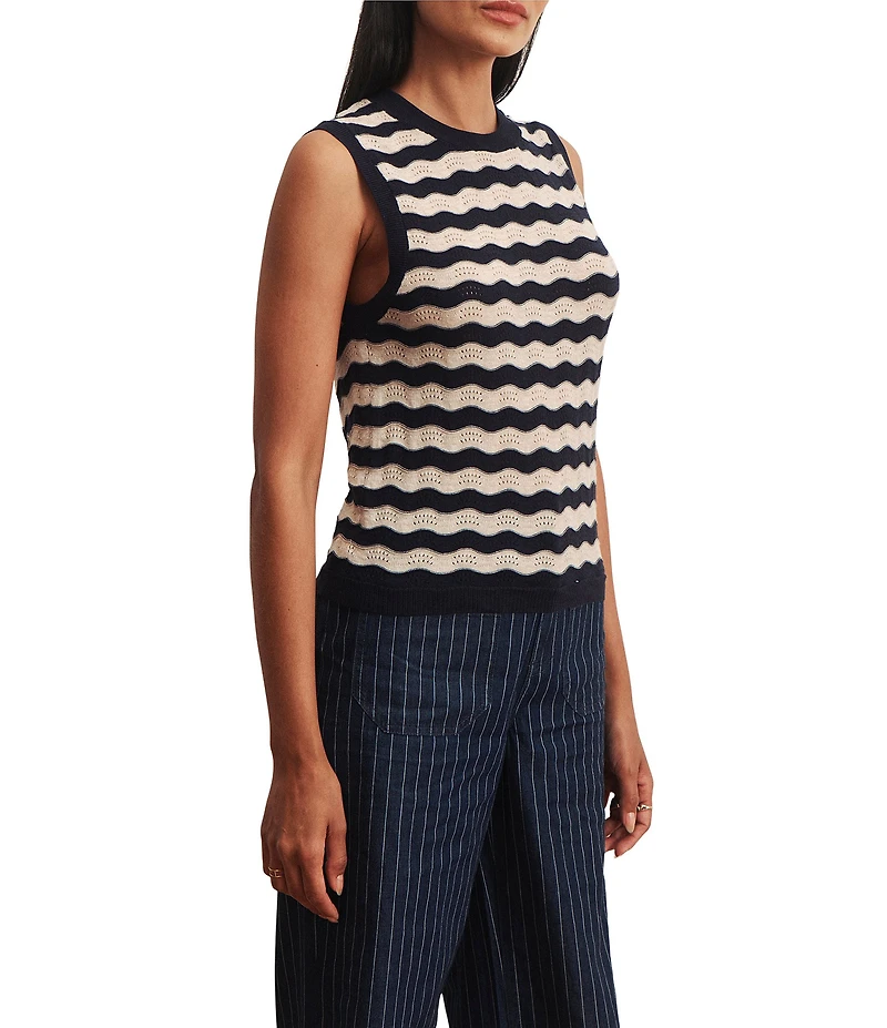 Sanctuary Everyday Chevron Crew Neck Sleeveless Knit Shell Top