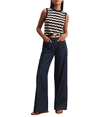 Sanctuary Everyday Chevron Crew Neck Sleeveless Knit Shell Top