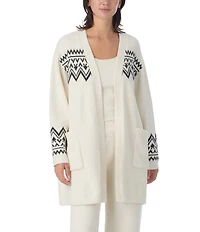 Sanctuary Fair Aisle Print Long Sleeve Open Front Knit Sweater Bed Jacket