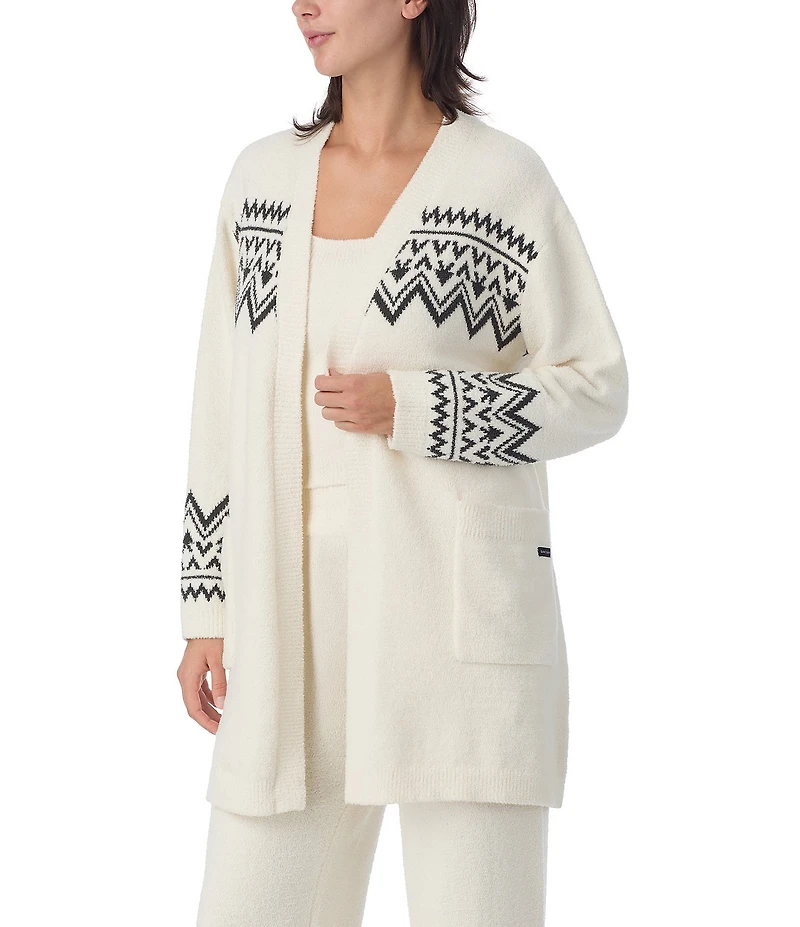 Sanctuary Fair Aisle Print Long Sleeve Open Front Knit Sweater Bed Jacket