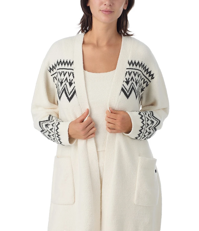 Sanctuary Fair Aisle Print Long Sleeve Open Front Knit Sweater Bed Jacket
