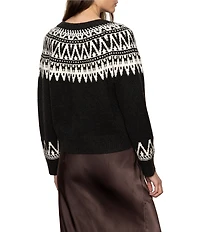 Sanctuary Fairisle Crew Neck Long Sleeves Button Front Cardigan