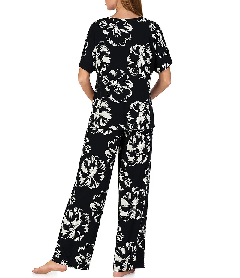 Sanctuary Floral Print Dolman Sleeve Round Neck Jersey Knit Pant Pajama Set