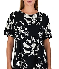 Sanctuary Floral Print Dolman Sleeve Round Neck Jersey Knit Pant Pajama Set