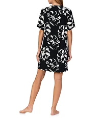 Sanctuary Floral Print Short Sleeve Round Neck Jersey Knit Sleepshirt