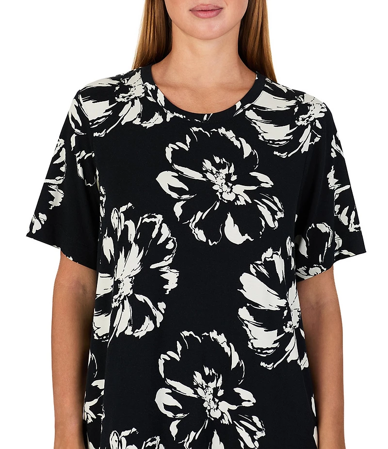 Sanctuary Floral Print Short Sleeve Round Neck Jersey Knit Sleepshirt