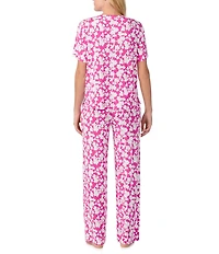 Sanctuary Floral Print Short Sleeve Round Neck Knit Long Lounge Sleep Set