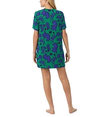 Sanctuary Floral Print Short Sleeve Round Neck Knit Sleepshirt