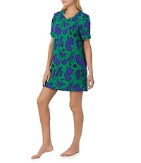 Sanctuary Floral Print Short Sleeve Round Neck Knit Sleepshirt