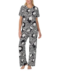 Sanctuary Floral Short Sleeve Round Neck Knit Long Lounge Sleep Set