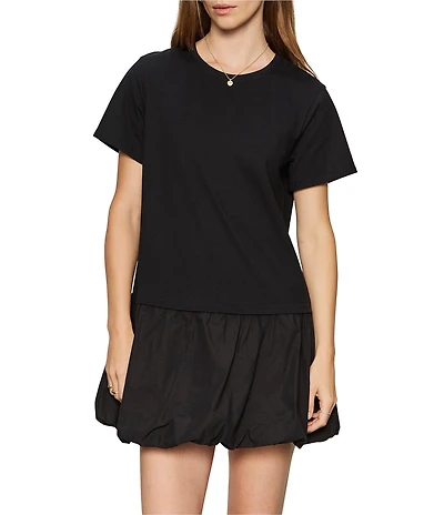 Sanctuary For Keeps Crew Neck Short Sleeve Bubble Hem Mini T-Shirt Dress