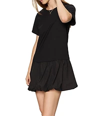 Sanctuary For Keeps Crew Neck Short Sleeve Bubble Hem Mini T-Shirt Dress