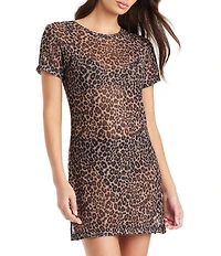 Sanctuary French Kitty Crew Neck Side Slit Swim Cover-Up Dress