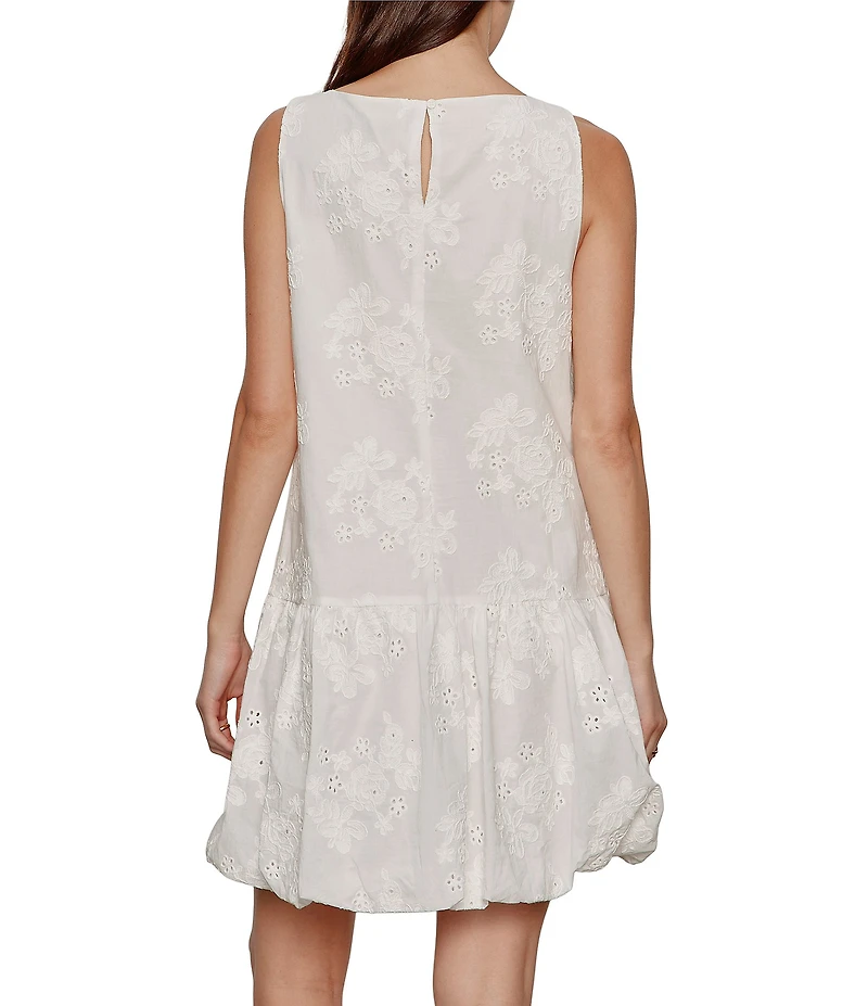Sanctuary Garden Eyelet Crew Neck Sleeveless Bubble Hem Mini Dress