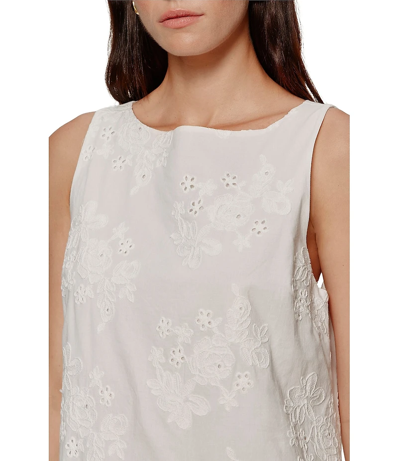 Sanctuary Garden Eyelet Crew Neck Sleeveless Bubble Hem Mini Dress