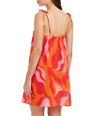 Sanctuary Heat Wave V-Neck Tie Straps Boxy Fit Swim Cover-Up Dress