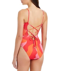 Sanctuary Heat Wave V-Wire Tie Back One Piece Swimsuit
