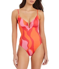 Sanctuary Heat Wave V-Wire Tie Back One Piece Swimsuit