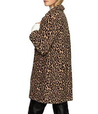 Sanctuary Hometown Leopard Print Notched Neck Long Sleeve Faux Fur Jacket