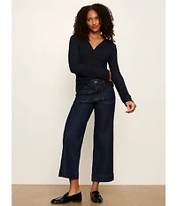 Sanctuary Juno Textured Spread Collar Long Sleeve Button Front Knit Top