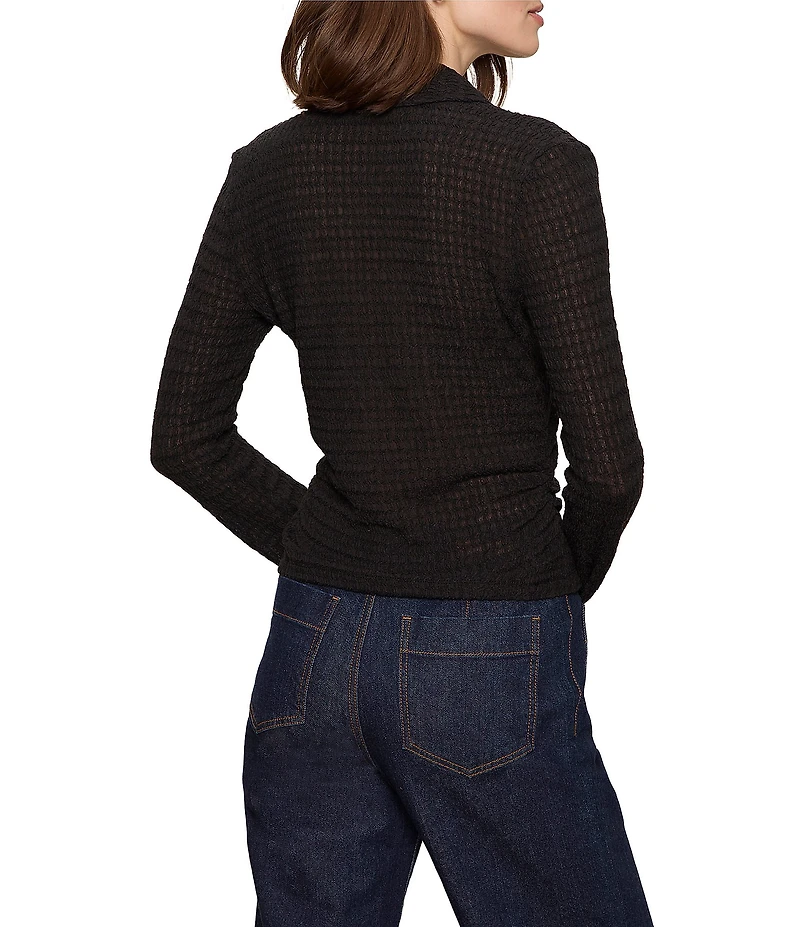 Sanctuary Juno Textured Spread Collar Long Sleeve Button Front Knit Top